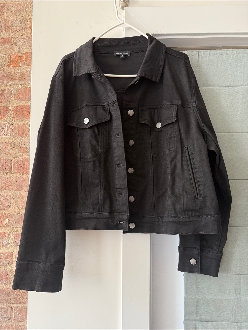 Universal Standard Black Collared Snap-Front Jacket